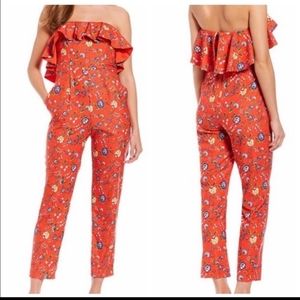 Gianni Bini orange floral jumpsuit